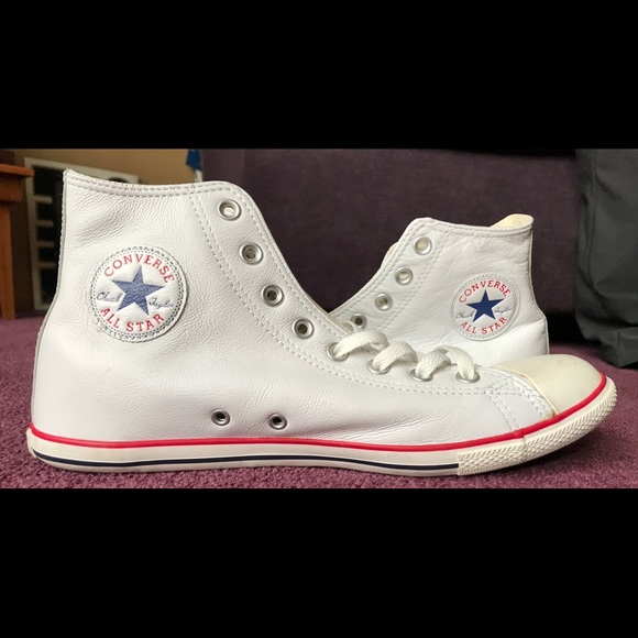 Converse Shoes | Mens White Leather Converse High Tops | Poshmark